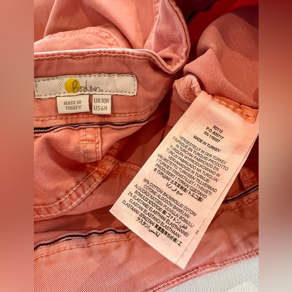 Boden Patch Pocket Chino Skirt Coral Salmon Pink - Picture 8 of 8